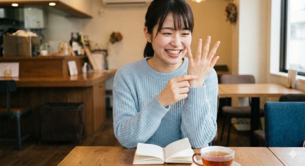 手相が変わって喜ぶ女性