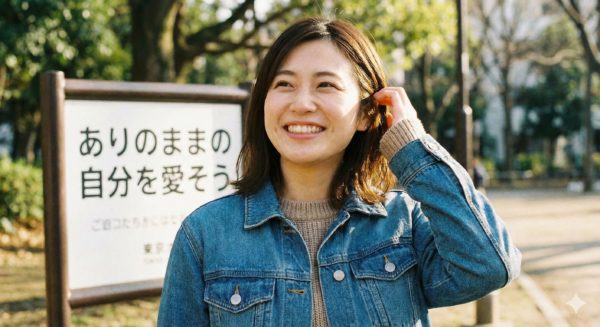 自分を肯定する笑顔の女性