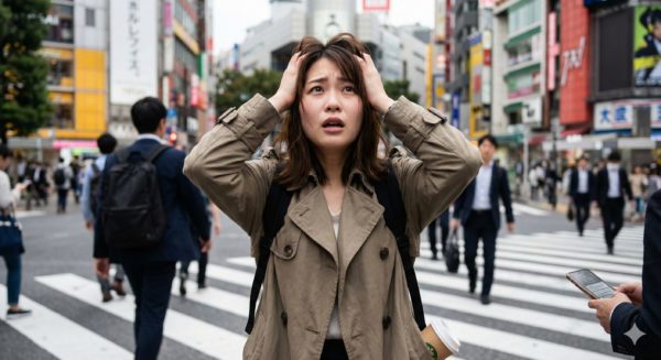 頭がパニックの女性