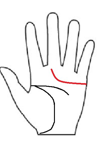 中指に突き刺さるような運命線兼感情線で最強線の手相。おひとり様好きでマニアックな発信に向く。